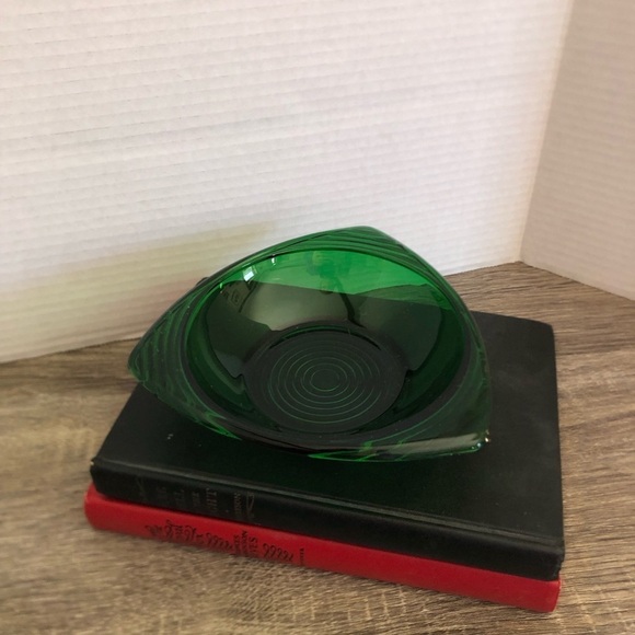Vtg Art Deco Style Emerald Green Glass Bowl - Picture 2 of 11